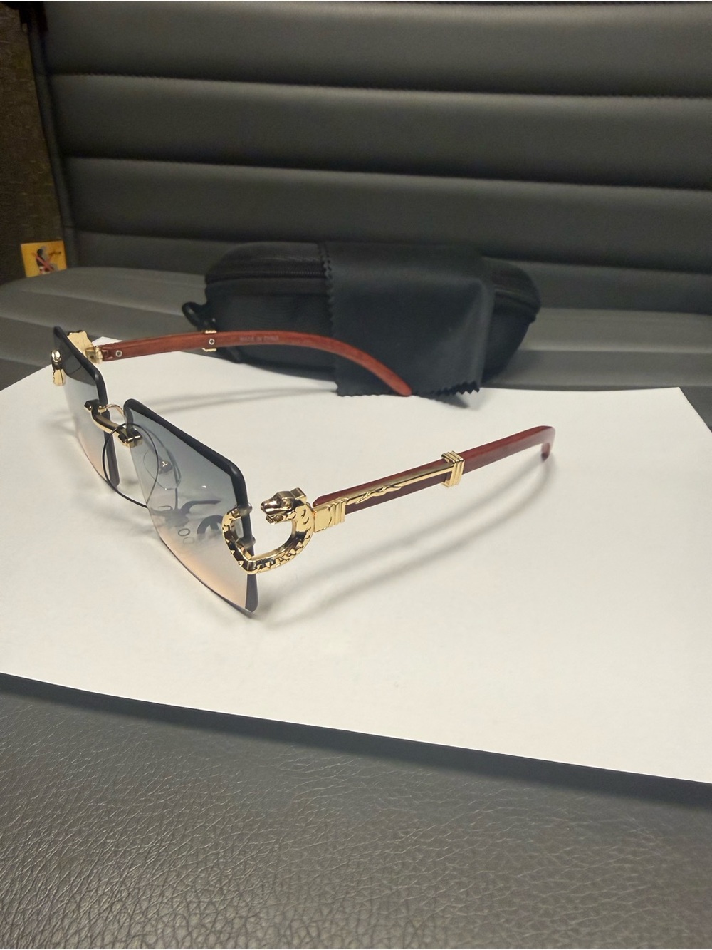 Men's Rimless Gradient Sunglasses - Brown/Gold - Picture 2 of 4